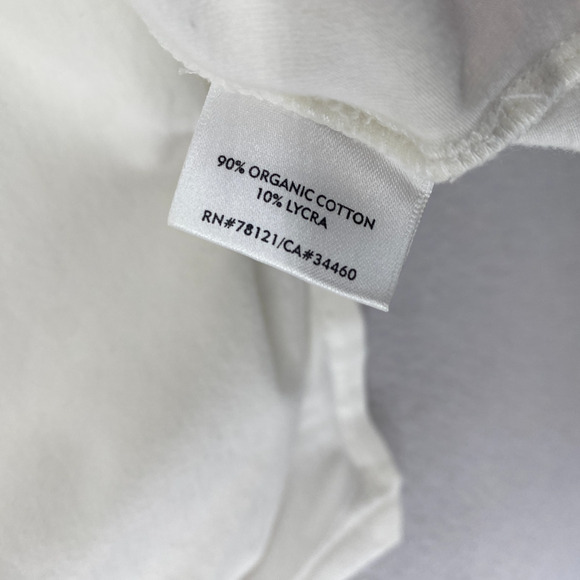 EILEEN FISHER Top L Stretch Organic Cotton Scoop Neck Cap Sleeve Off White USA - Picture 7 of 10